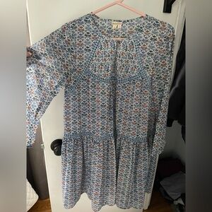 Anthropology/Holding horses/boho Floral Blue and White Dress